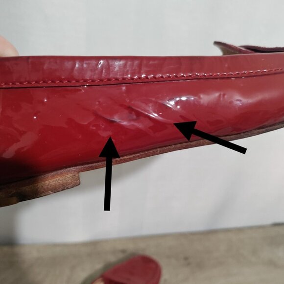 Tod's Red Patent Leather Slip On Loafers Size 7.5 - Picture 11 of 12
